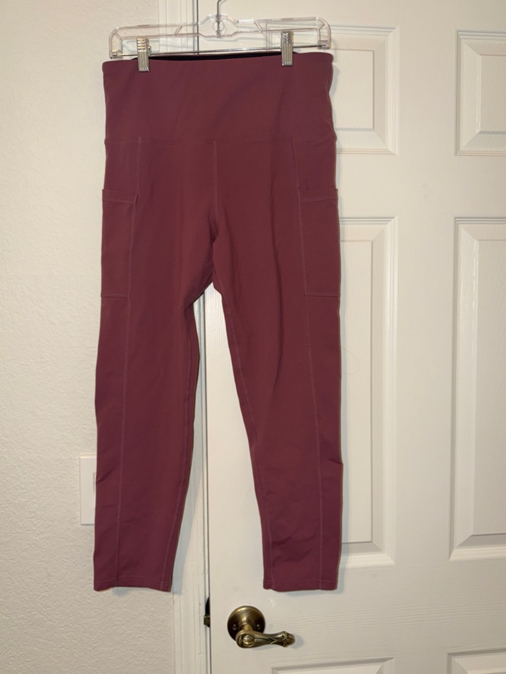 Tuff Athletics High-Waist Mauve Active Leggings with Side Pockets